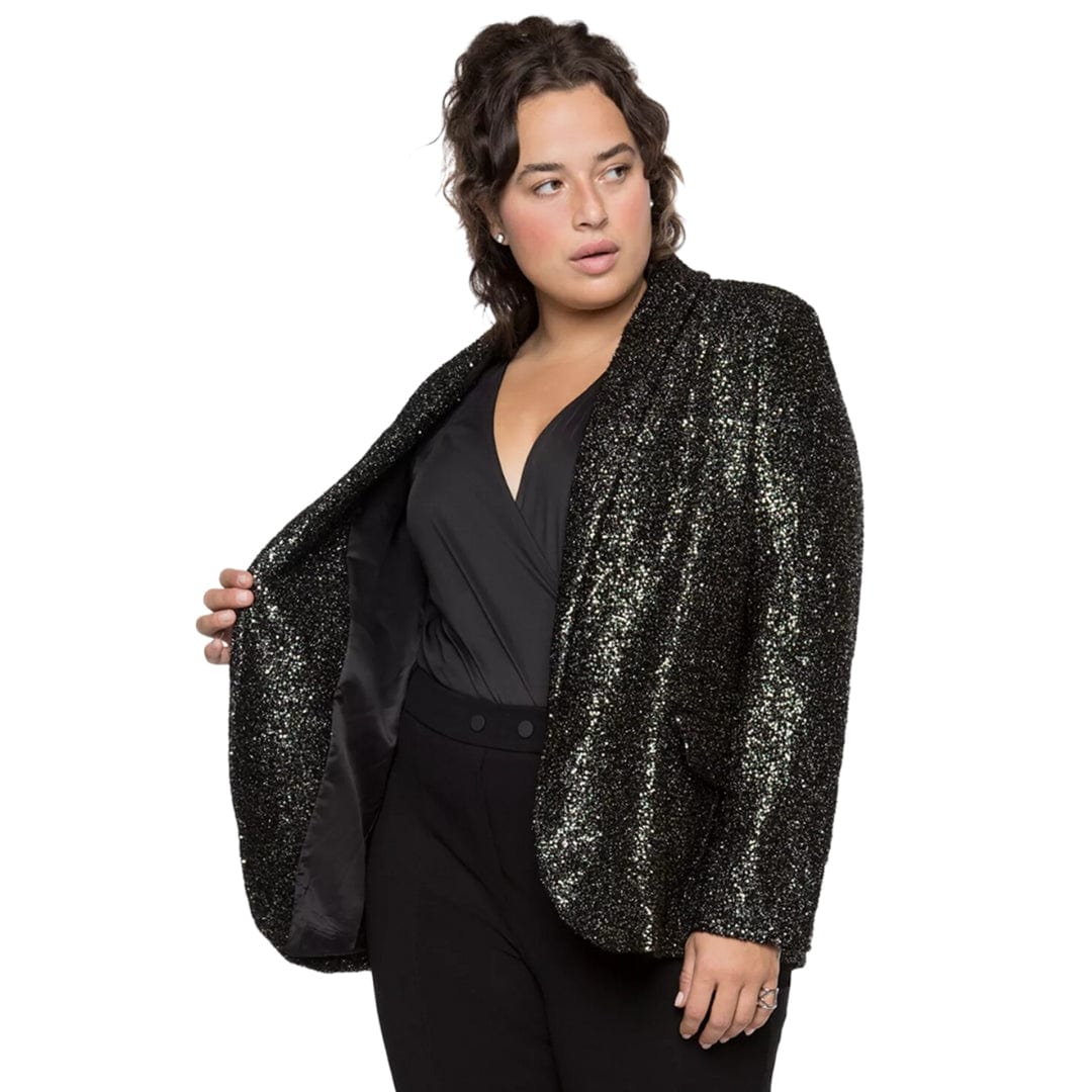 Black sequin blazer plus sale size