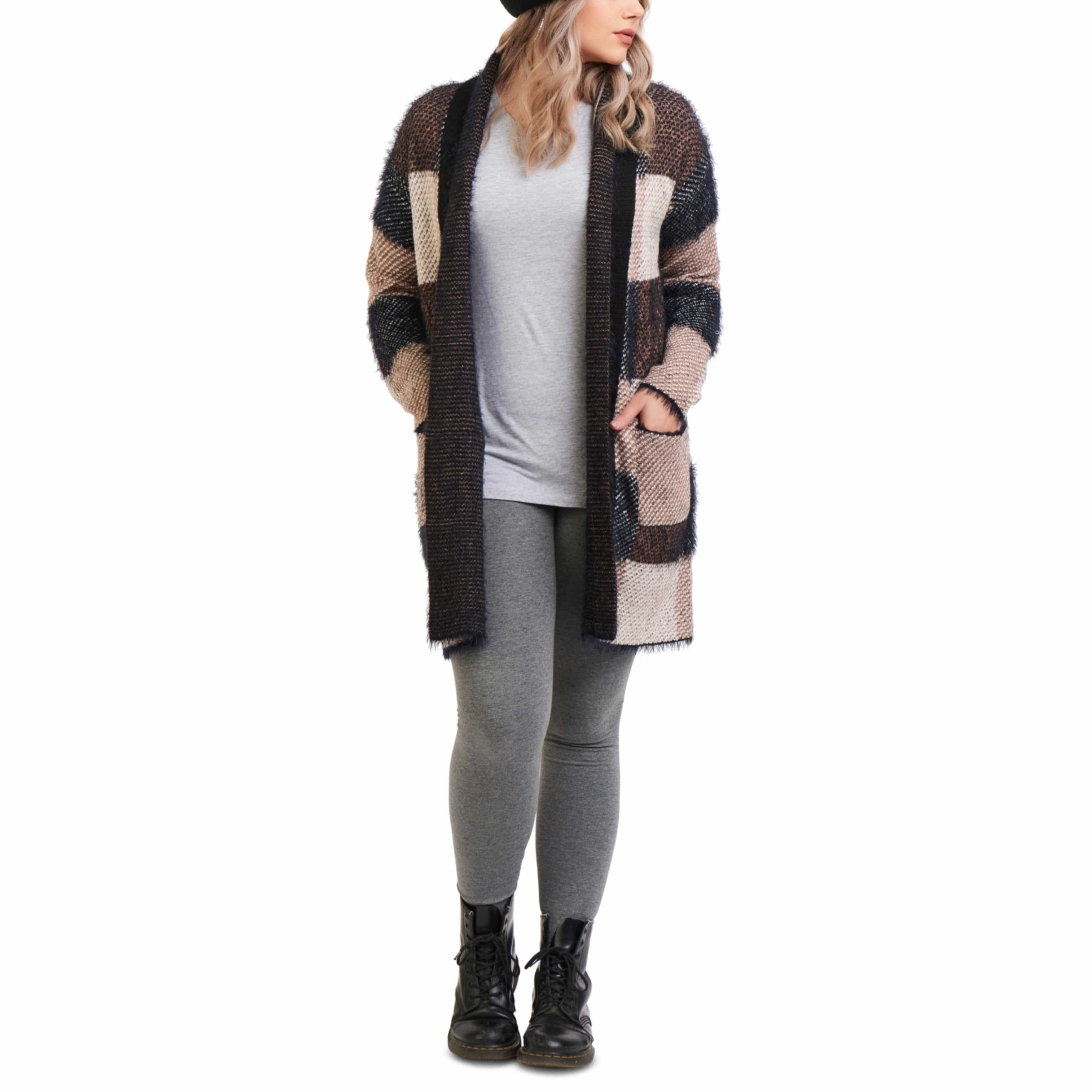 ALFANI - Plus Size Check Lurex Cardigan