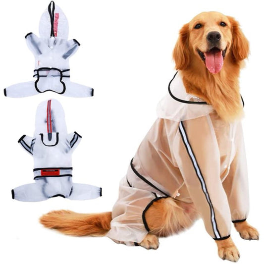 BRANDS & BEYOND Pet Accessories XL / Black Transparent Dog Raincoat, Waterproof Hooded Dog