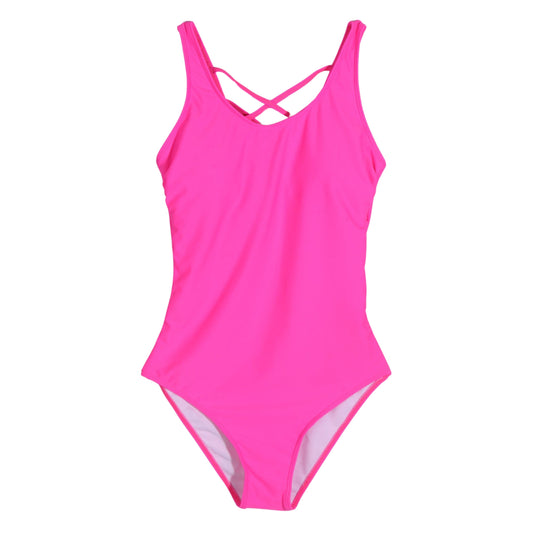 BRANDS & BEYOND Womens Swimwear S / Pink Criss Cross One Piece Swimsuits