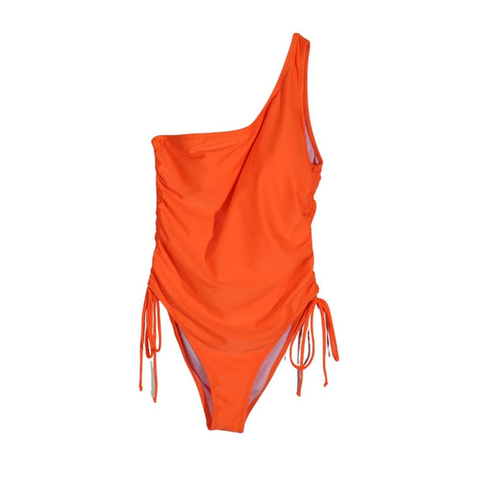 BRANDS & BEYOND Womens Swimwear XL / Orange One Shoulder Tie Sides One Piece Swimsuit