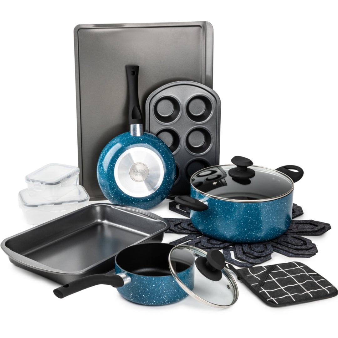 Brooklyn Steel Co. Pluto 28-pc. Aluminum Nonstick Blue Cookware Set