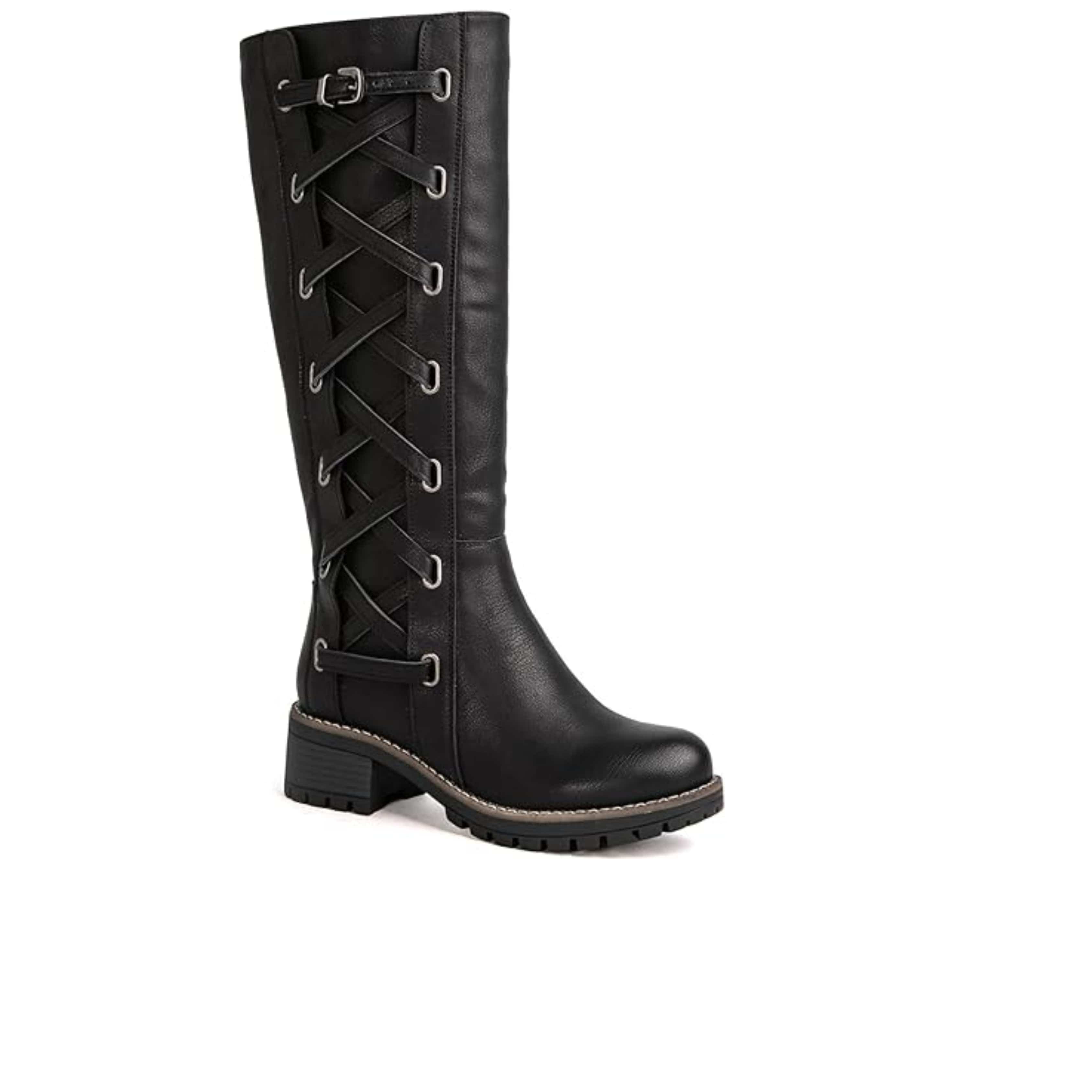 Strappy knee high online boots