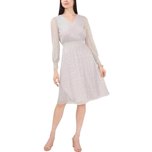 MSK Womens Dress Petite XL / Silver MSK - Smocked Knee Length MIDI Dress