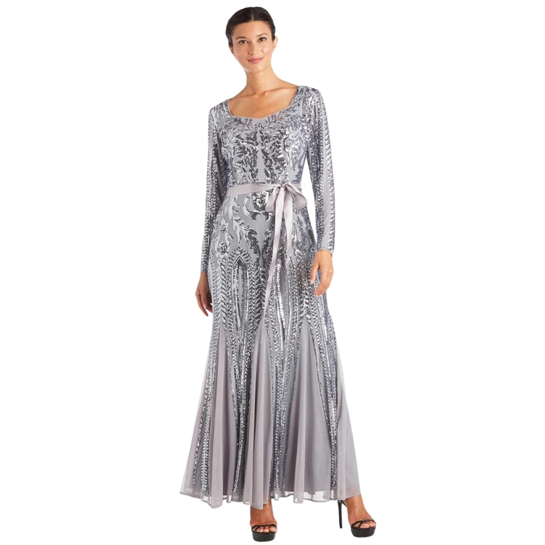 R&M RICHARDS - Long Sleeved Sequined Evening Gown – Beyond Marketplace