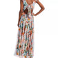 AQUA - Floral Print Ruffle Maxi Dress