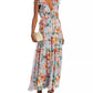 AQUA - Floral Print Ruffle Maxi Dress