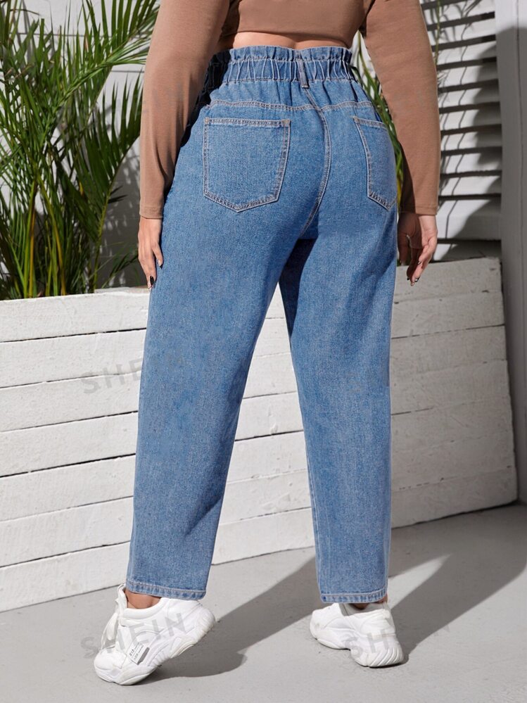 SHEIN - Plus Paperbag Waist Mom Fit Jeans