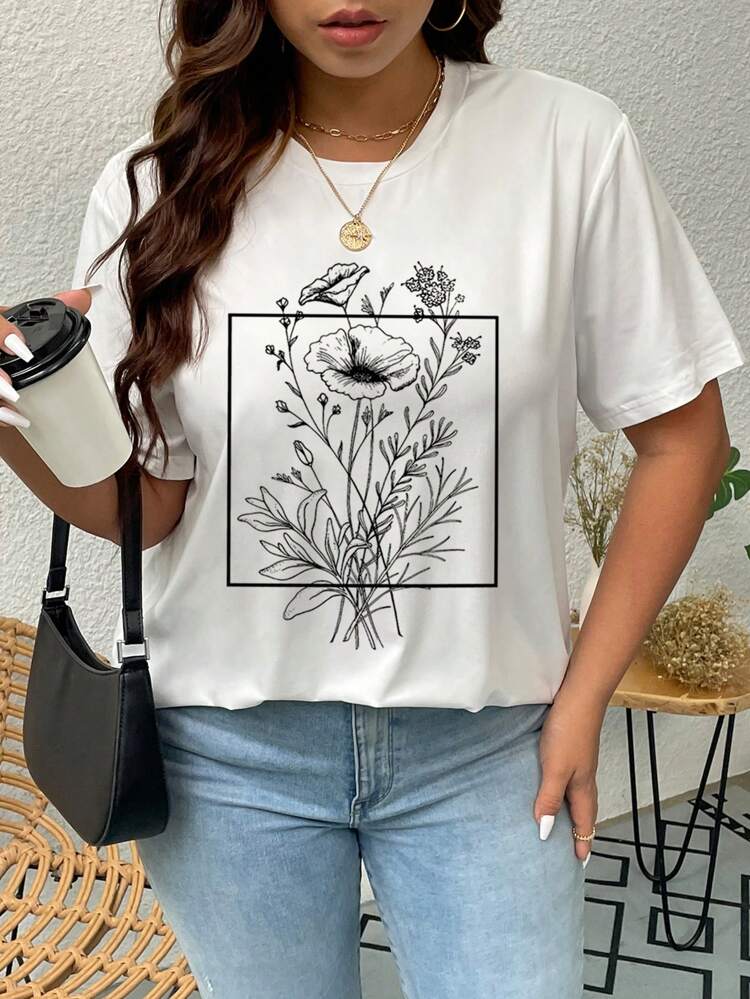 SHEIN - Flower graphic print t-shirt