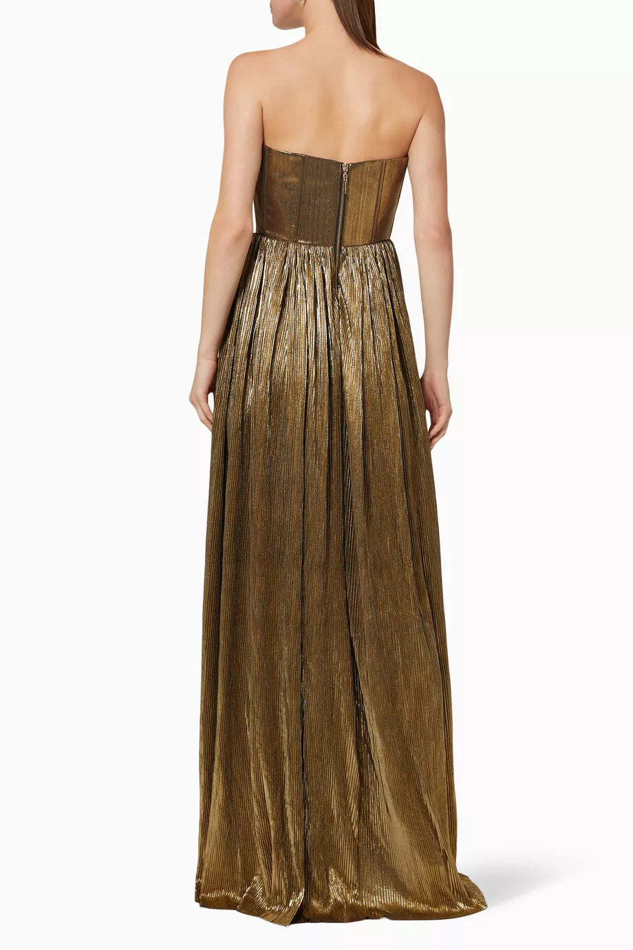 BRONX AND BANCO - Florence Metallic Strapless Gold Dress