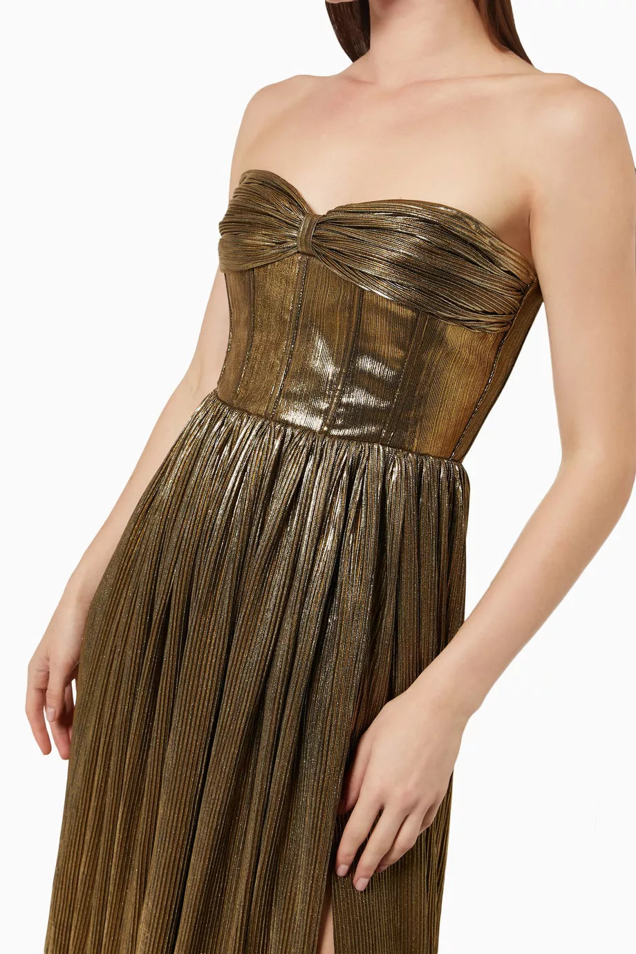 BRONX AND BANCO - Florence Metallic Strapless Gold Dress