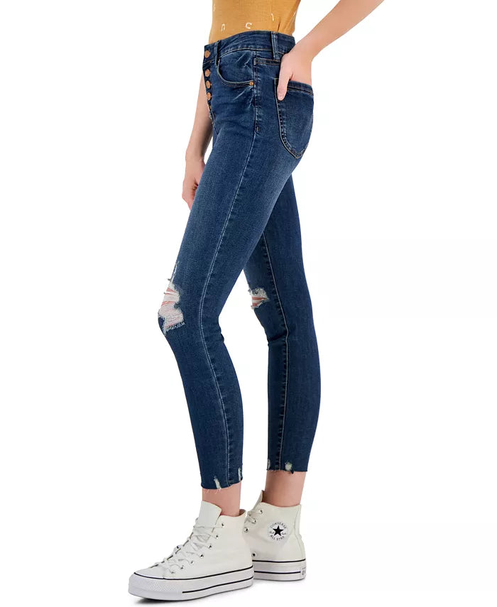 CELEBRITY PINK - Button-Front Curvy Skinny Ankle Jeans Denim