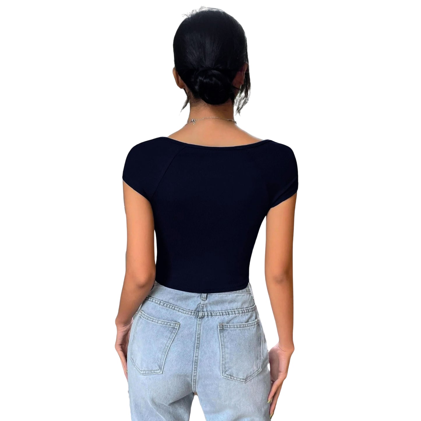 SHEIN -  Square Neck Crop T-Shirt