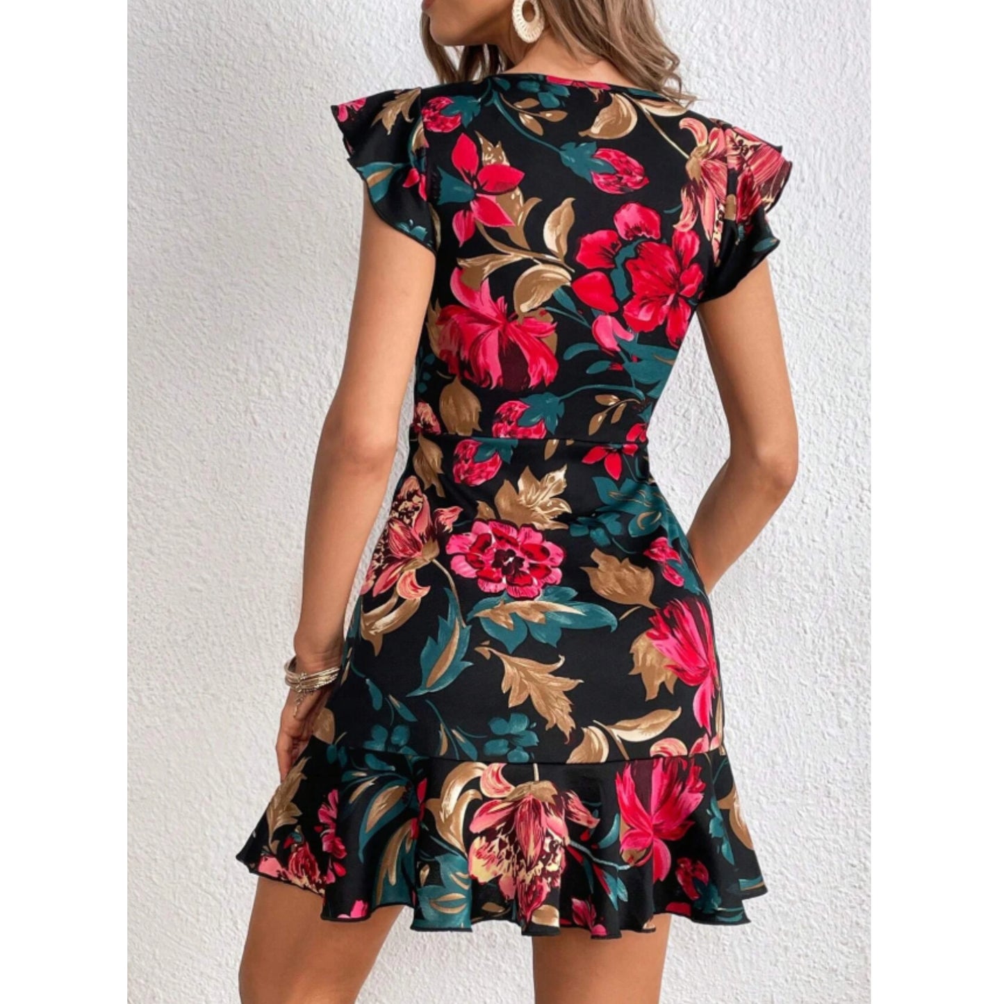 SHEIN - Floral Print Pleated Skirt Dress