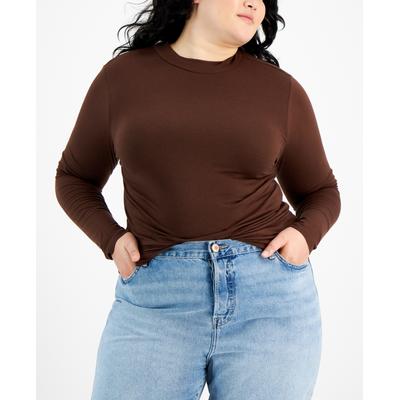 AVETO - Plus Size Mock Neck Long-Sleeve Top