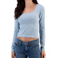 DEREK HEART - Lace-Trimmed Square-Neck Seamless Top