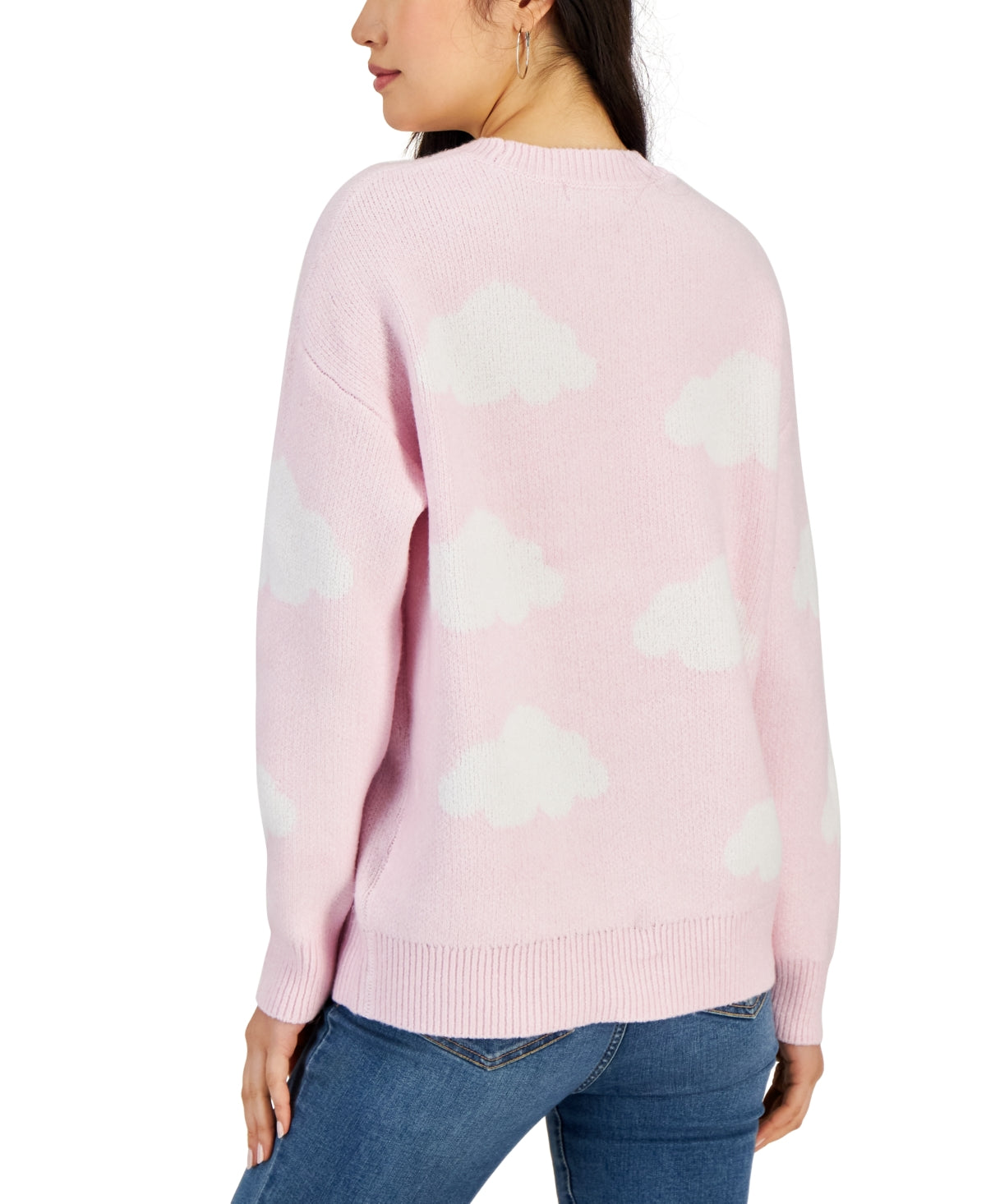 HOOKED UP -  Cloud-Print Long-Sleeve Sweater