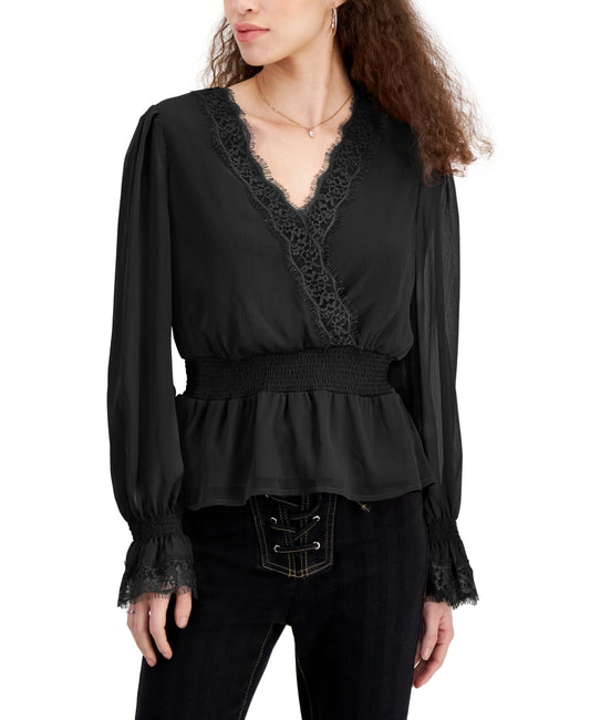 SELF ESTEEM - Lace-Trim Bell-Sleeve Peasant Top