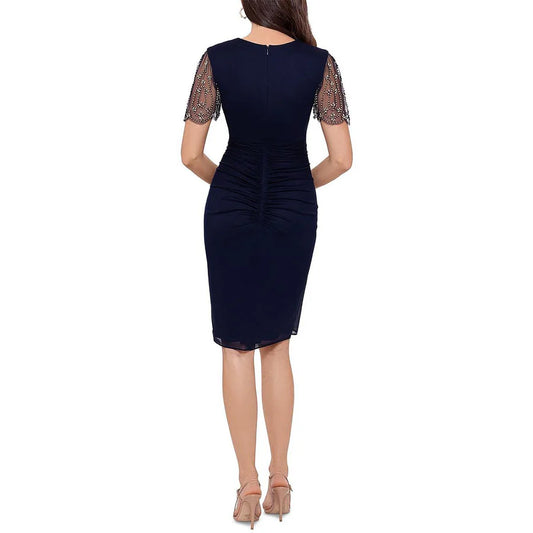 XSCAPE - Embellished V-neck Cocktail and Party Dress