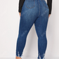 SHEIN - LUNE Plus High Waist Ripped Frayed Hem Skinny Jeans