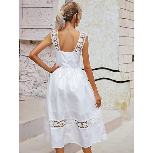 SHEIN - Casual Ladies Comfort Dresses Eyelet Embroidery Zip Back