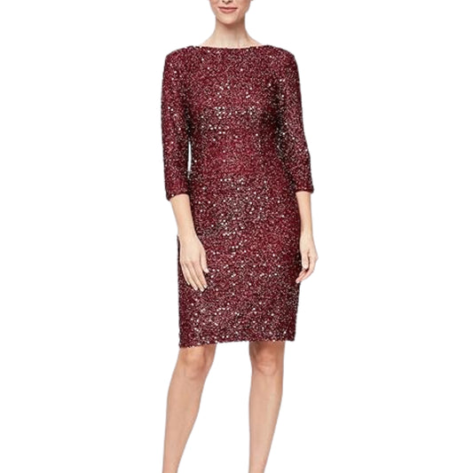 SLNY - Short Cap Sleeve Sequin Dress