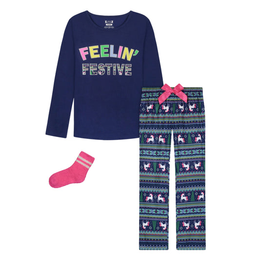 MAX & OLIVIA - Girls 3 Piece Pajama Set