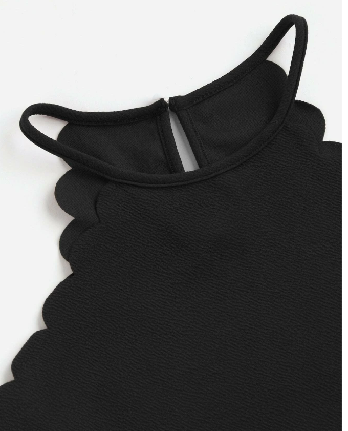 SHEIN -  Back Open Fan Hem Crop Top