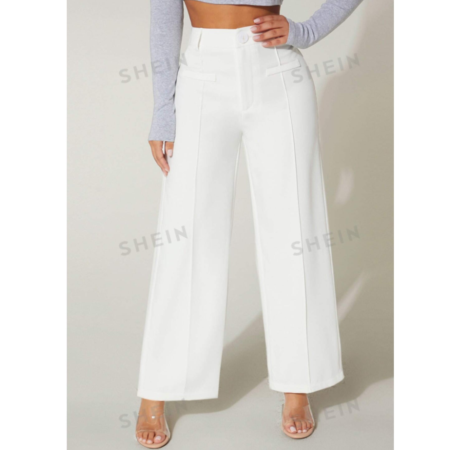 SHEIN - PETITE High Waist Wide Leg Pants