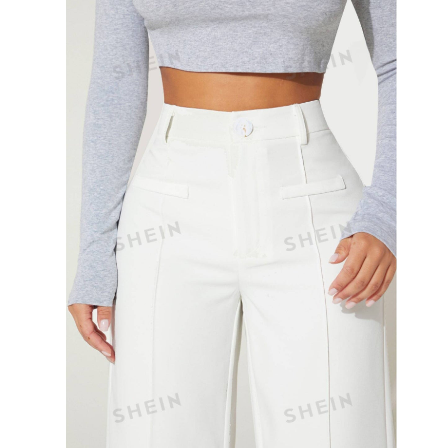 SHEIN - PETITE High Waist Wide Leg Pants