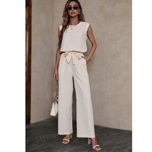 SHEIN - Top & Tie Front Wide Leg Trousers