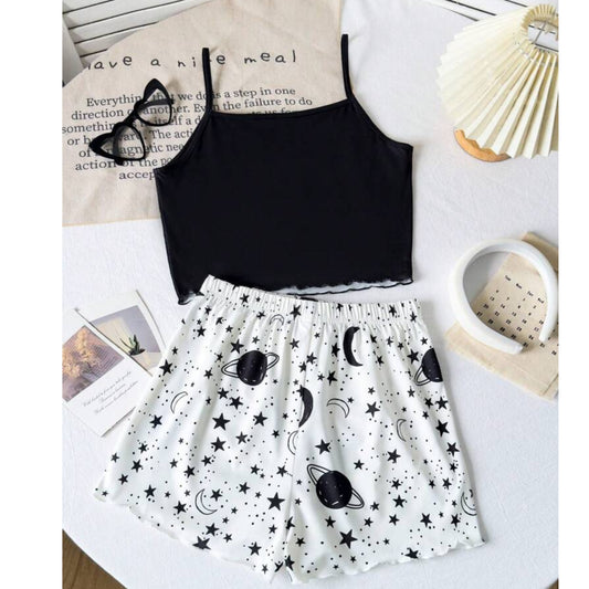 SHEIN - Moon, Star Print Shorts Pajama Set