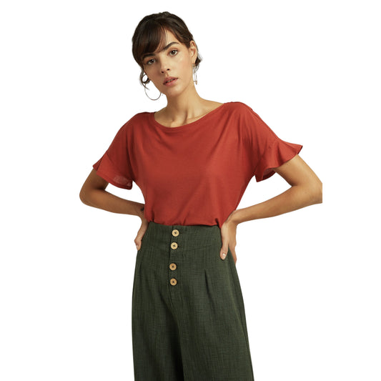 OXXO - Collar Frilled Sleeve T-Shirt