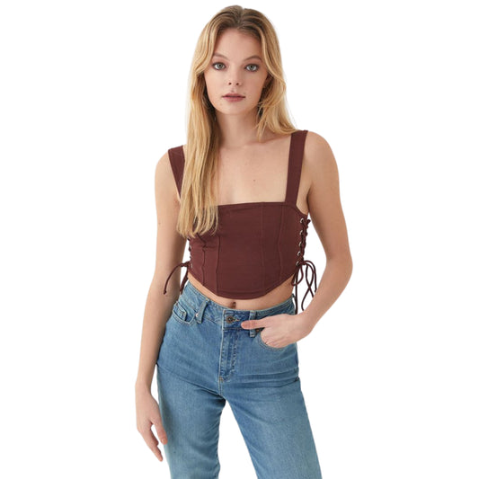 OXXO - Crop Top with Lace Up Detail