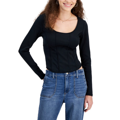 ALMOST FAMOUS - Long-Sleeve Corset Knit Top