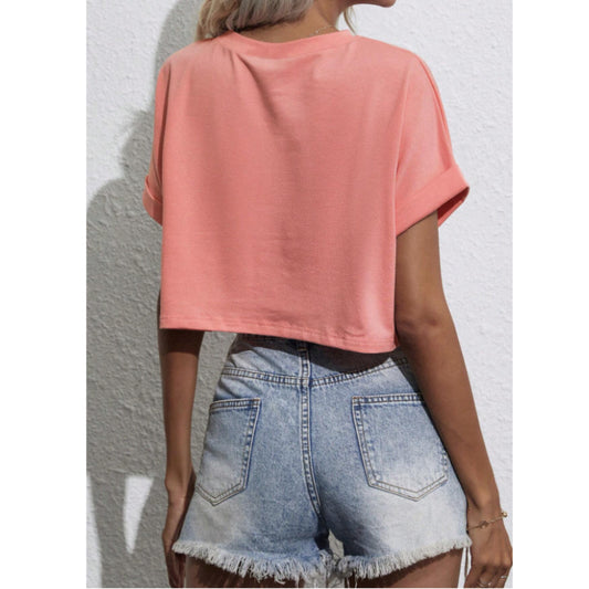 SHEIN -  Pocket Patched Crop T-shirt