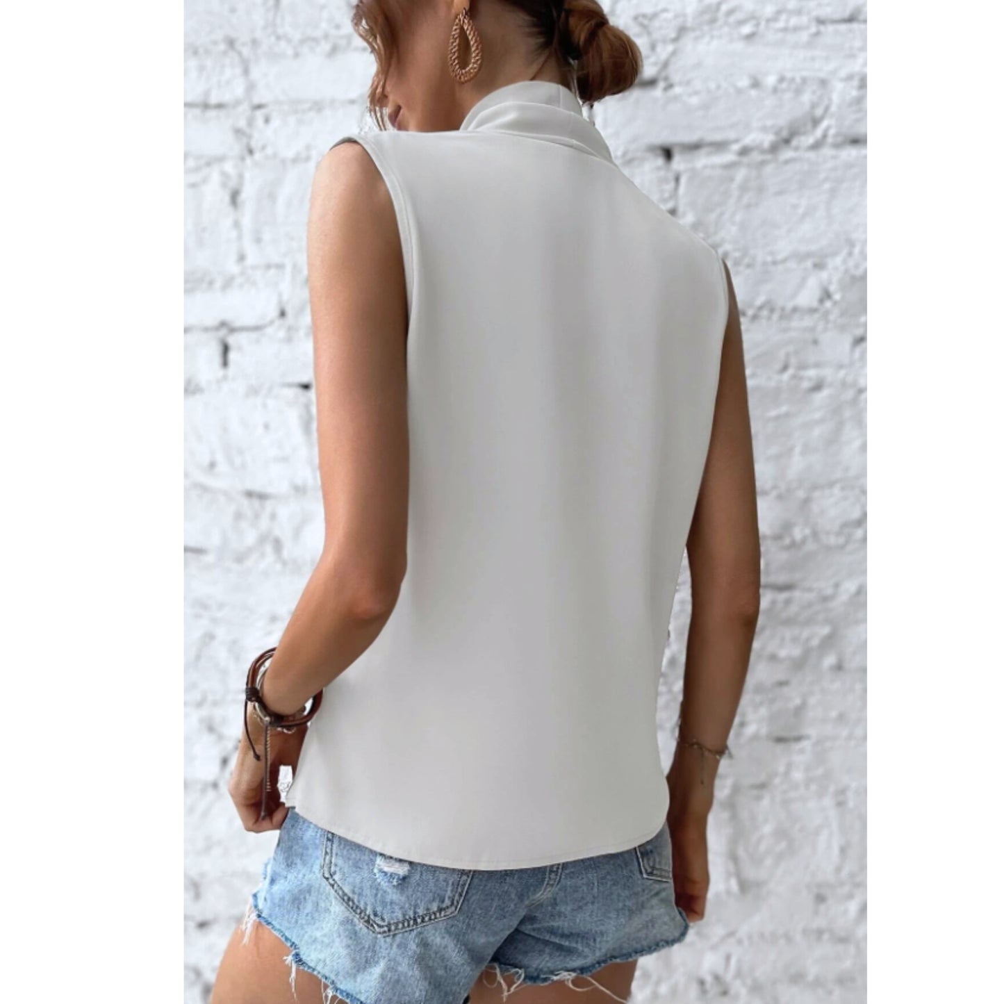 SHEIN - Wrap Front Sleeveless Blouse