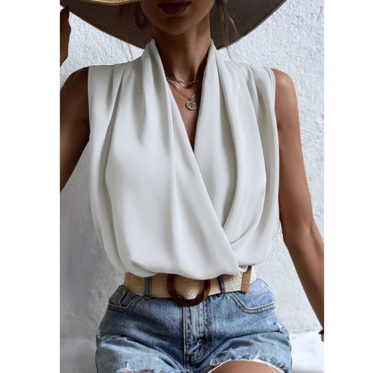 SHEIN - Wrap Front Sleeveless Blouse