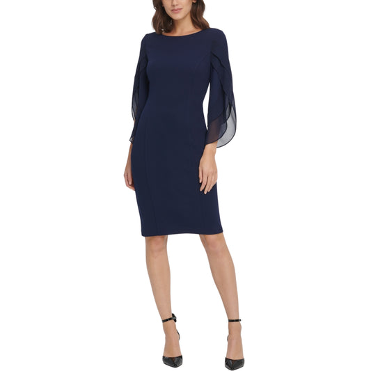 DKNY - Quarter Sleeve Knee-Length Petite Dress