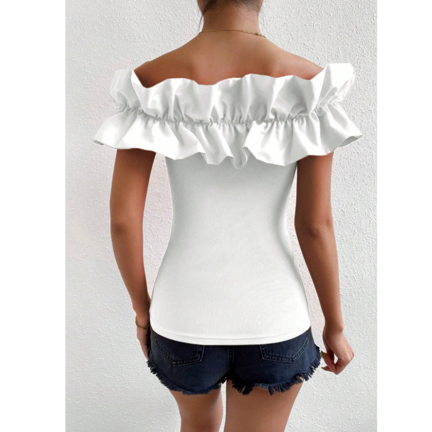 SHEIN -  Off Shoulder Ruffle Trim top