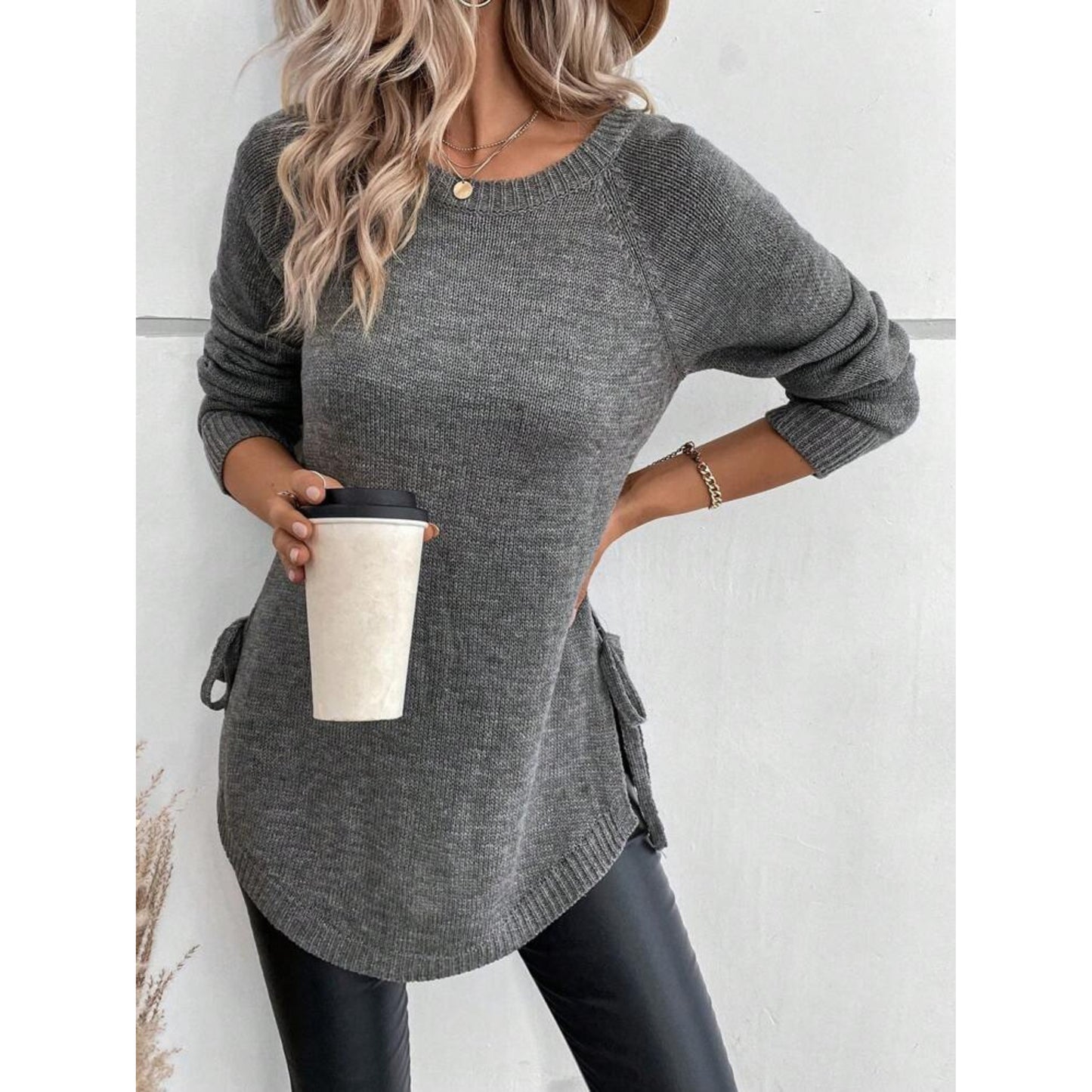 SHEIN - Sleeve Knot Side Sweater