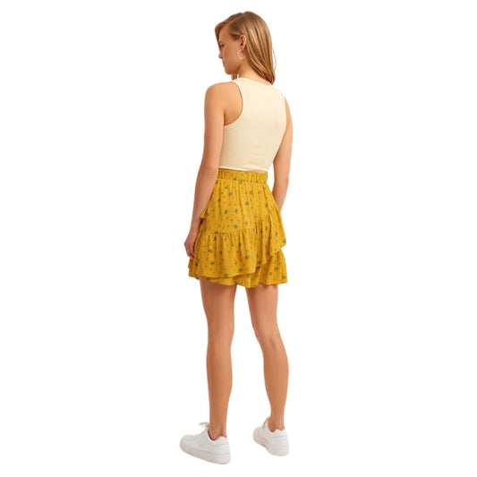 OXXO - Flower pattern Ruffle Mini Skirt