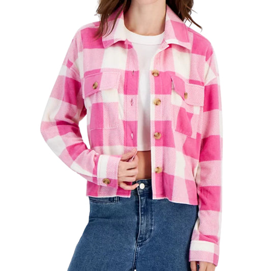 JUST POLLY - Plaid Chest-Pocket Shirt