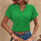 SHEIN -  Solid Batwing Sleeve Notched Neckline Blouse