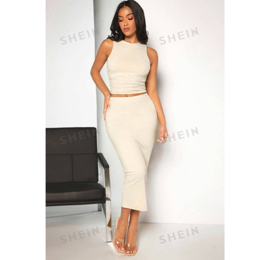 SHEIN -Ruched Tank Top & Pencil Skirt