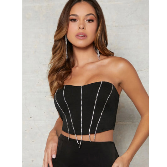 SHEIN -  Rhinestone Detail Crop Top