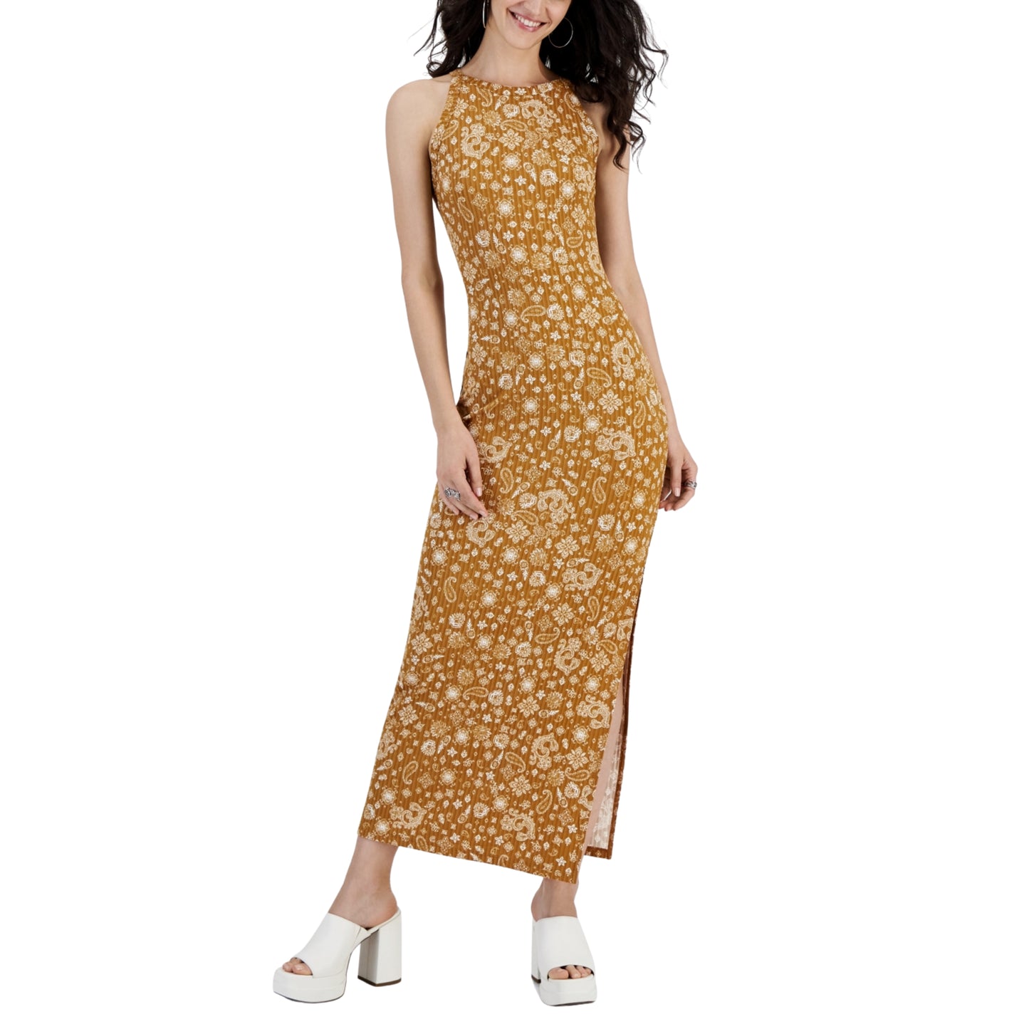 HIPPIE ROSE - Paisley print Side split long dress