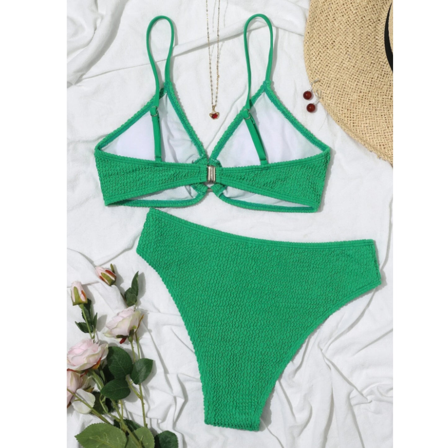 SHEIN - O-Ring Detail Textured Bikini Set