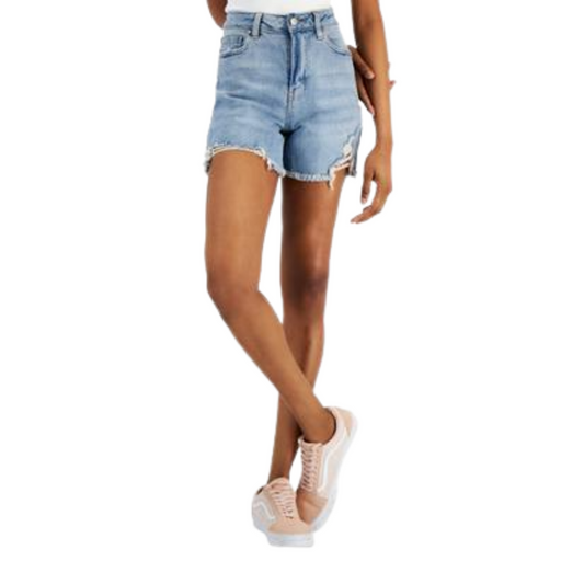 TINSELTOWN - Distressed Denim Relaxed Mom Shorts