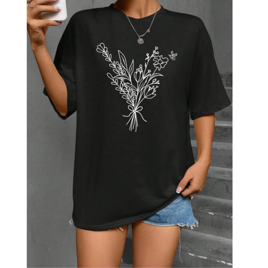 SHEIN - Unity Floral Print Drop Shoulder T-Shirt